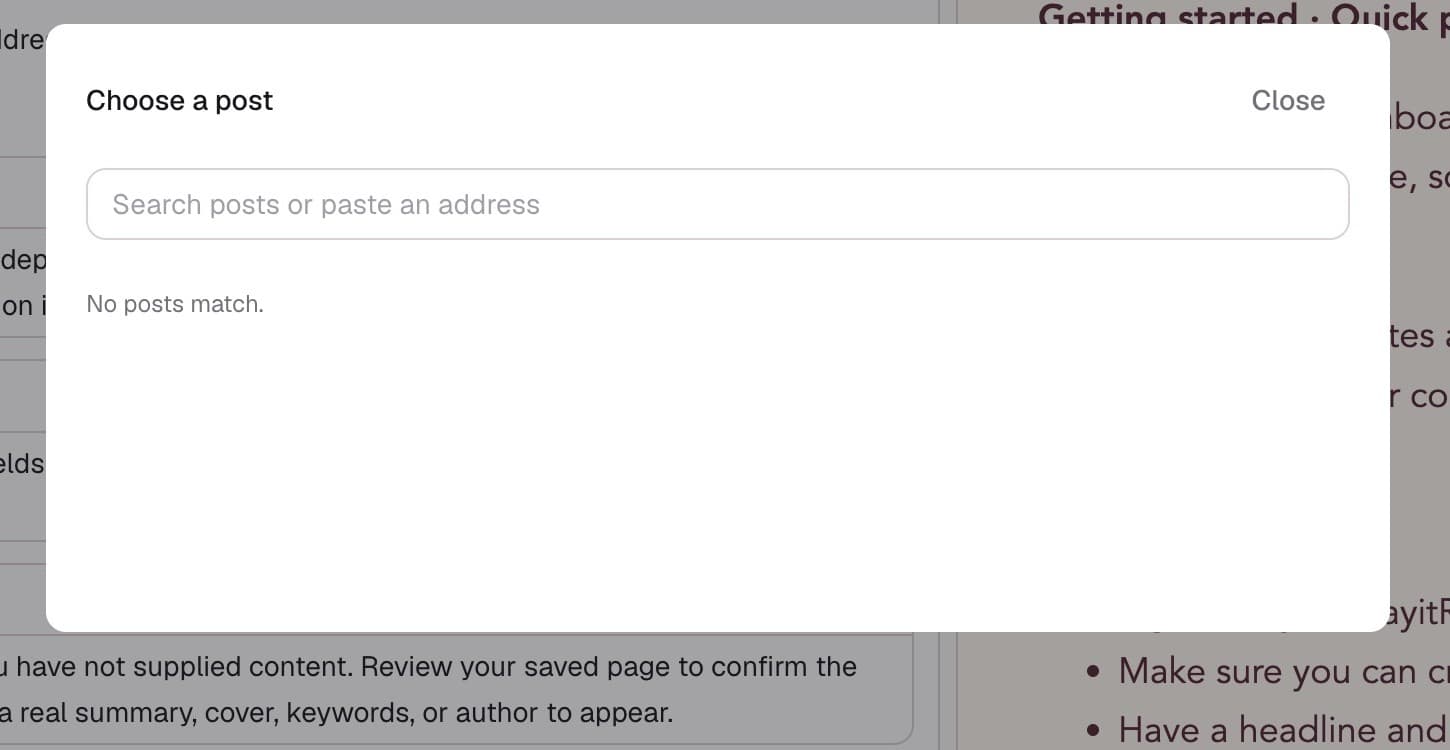 Author picker before any eligible profiles have been saved.