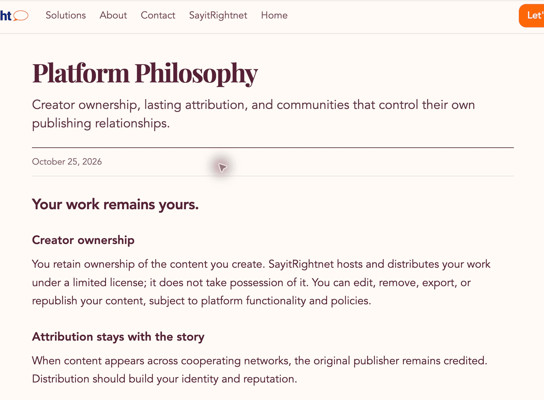 Platform Philosophy — site screenshot